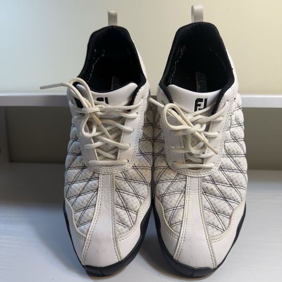 FootJoy FJ Superlites Spikeless Golf Shoes 98951 US 6.5 M Women Mesh White Black - Picture 2 of 10